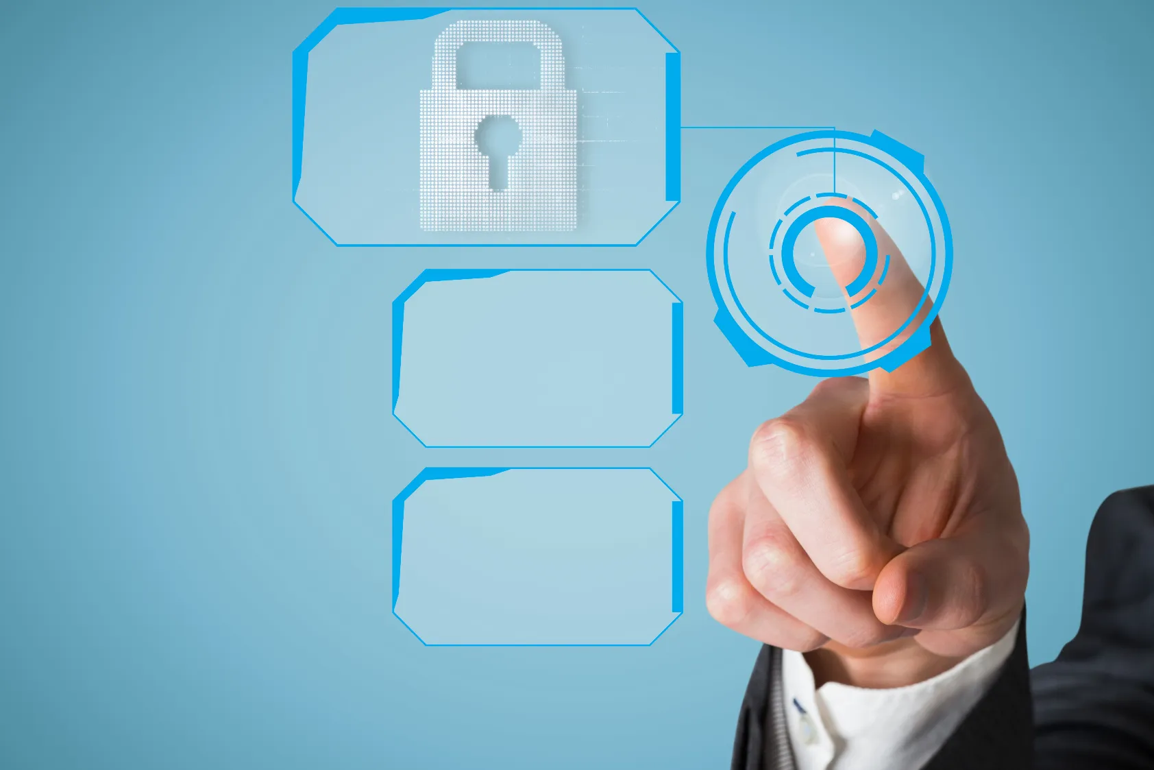 Finger pressing button with padlock